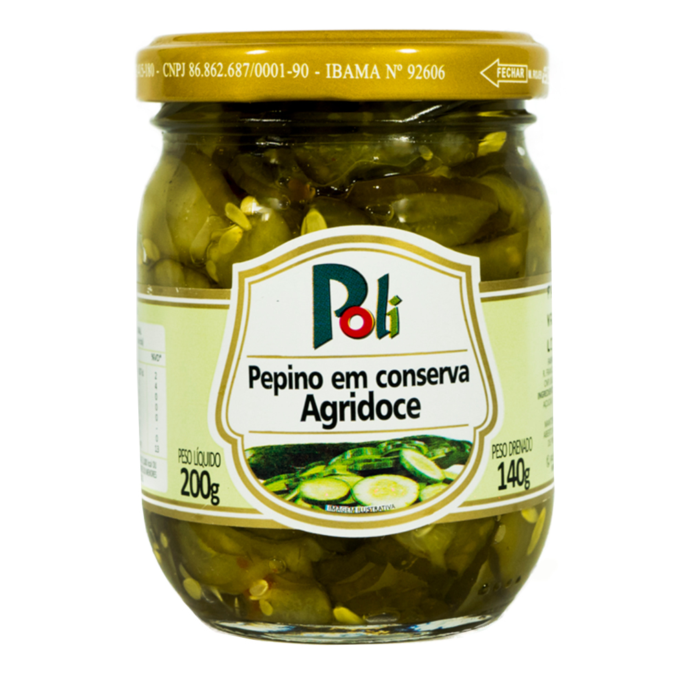 Pepino em Conserva Agridoce 140g - Poli